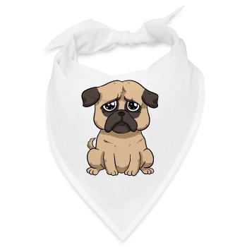Trauriger Mops - Bandana - Weiß - Vorne