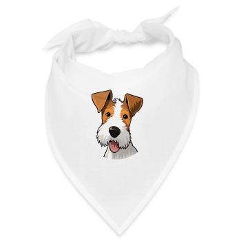 Draht Foxterrier Hunderasse Aquarell Karikatur Kawa - Bandana - Weiß - Vorne