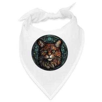 Manx Cat Breed Aquarellglas - Bandana - Weiß - Vorne