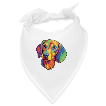 Miniatur Dackel Hunderasse Cartoon Kawaii Illus - Bandana - Weiß - Vorne