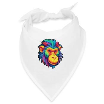 Mandrill Buntes Aquarell Cartoon Kawaii Tier - Bandana - Weiß - Vorne