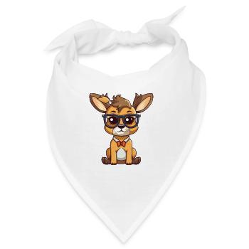 Hirsch trägt Brille Karikatur Kawaii Illustration - Bandana - Weiß - Vorne