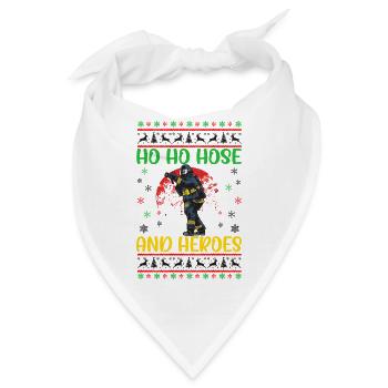 Ho Ho Schlauch Und Helden Feuerwehr Weihnachten - Bandana - Weiß - Vorne