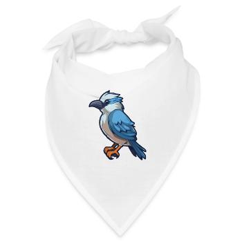 Jay Cartoon Kawaii Aquarellillustration - Bandana - Weiß - Vorne