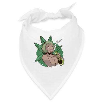 Pin Up Girl Cannabis Marihuana Sexy Bong - Bandana - Weiß - Vorne