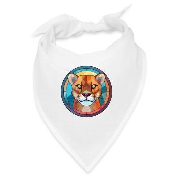Cougar Buntglas Bunte Karikatur Kawaii Anima - Bandana - Weiß - Vorne