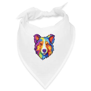 Scotch Collie Hunderasse Cartoon Kawaii Illustratio - Bandana - Weiß - Vorne