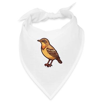 Drossel Cartoon Kawaii Aquarell Illustration - Bandana - Weiß - Vorne