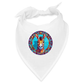 Esel Buntes Glas Bunte Karikatur Kawaii Anima - Bandana - Weiß - Vorne