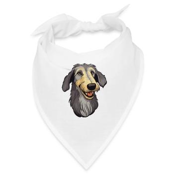 Scottish Deerhound Hunderasse Cartoon Kawaii Illust - Bandana - Weiß - Vorne