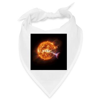 Feuriger Kometen-Print auf T-Shirt - Bandana - Weiß - Vorne