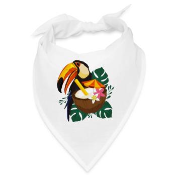 Tropischer Toucan mit Sonne - Sommer Design - Bandana - Weiß - Vorne