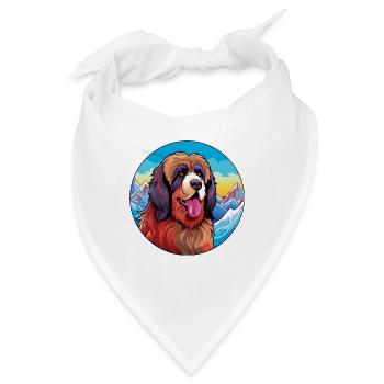 Tibetischer Mastiff Hunderasse Cartoon Kawaii Watercolo - Bandana - Weiß - Vorne