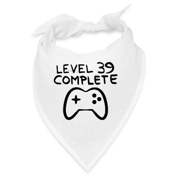 Level 39 abgeschlossen 39.Geburtstag - Bandana - Weiß - Vorne