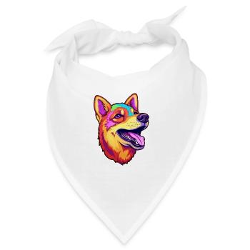 Neuguinea Singende Hunderasse Cartoon Kawaii Illust - Bandana - Weiß - Vorne