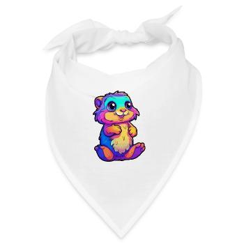 Gopher Buntes Aquarell Cartoon Kawaii Tier - Bandana - Weiß - Vorne