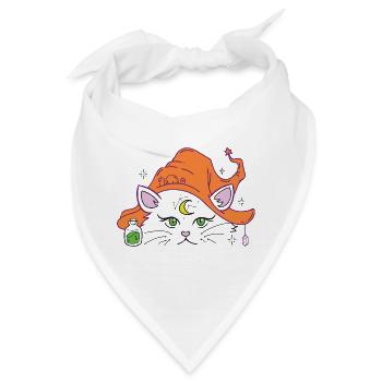 Halloweenkatze Hexenhut - Bandana - Weiß - Vorne