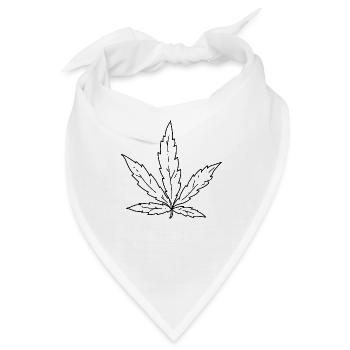 Hanfblatt – Minimalistisches Cannabis Design - Bandana - Weiß - Vorne