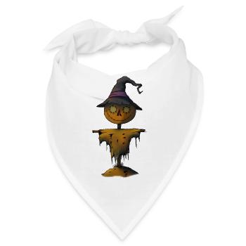 Kürbis Vogelscheuche Hexe - Bandana - Weiß - Vorne