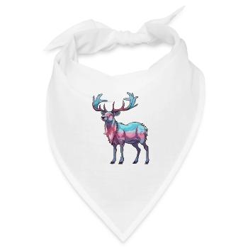 Karibu buntes Aquarell Cartoon Kawaii Tier - Bandana - Weiß - Vorne