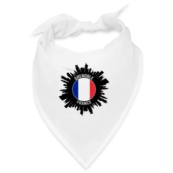 Grenoble Skyline Frankreich Flagge Reise Souvenir - Bandana - Weiß - Vorne