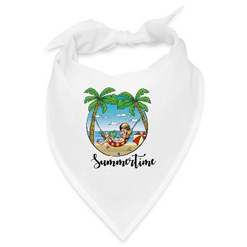 Summertime - Mann in Hängematte am Strand - Bandana - Weiß - Vorne