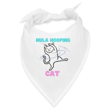 Hula Hooping Katze - Funny Dance Kitty - Bandana - Weiß - Vorne