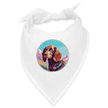Picardie Spaniel Hund Rasse Cartoon Kawaii Watercolo - Bandana - Weiß - Vorne