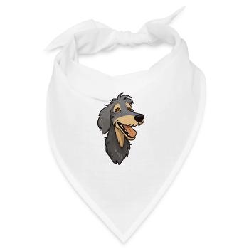 Scottish Deerhound Hunderasse Aquarell Karikatur Ka - Bandana - Weiß - Vorne