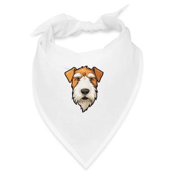 Draht Foxterrier Hunderasse Cartoon Kawaii Illustra - Bandana - Weiß - Vorne