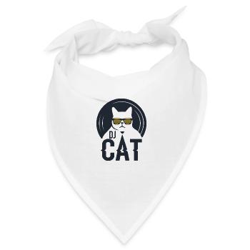 DJ Cat - Katze mit Sonnenbrille Vinyl - Bandana - Weiß - Vorne