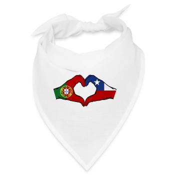 Portugal Chile Flagge Hände Herzform - Bandana - Weiß - Vorne