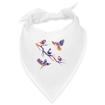 Vögel auf einem Zweig - Bandana - Weiß - Vorne