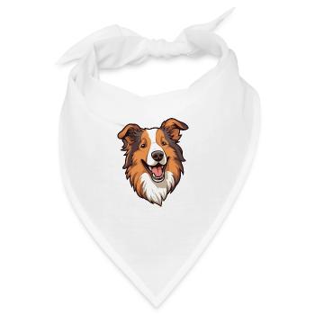 Scotch Collie Hunderasse Cartoon Kawaii Illustratio - Bandana - Weiß - Vorne