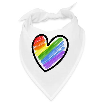 Regenbogenfahne LGBTQ Herz - Bandana - Weiß - Vorne
