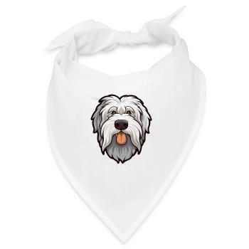 Cumberland Schäferhund Hunderasse Cartoon Kawaii Illus - Bandana - Weiß - Vorne