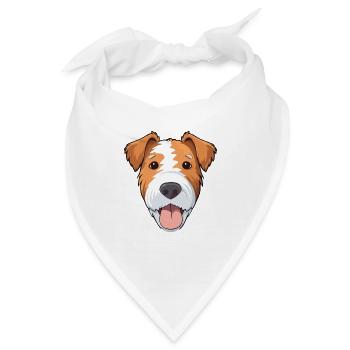 Draht Foxterrier Hunderasse Aquarell Karikatur Kawa - Bandana - Weiß - Vorne
