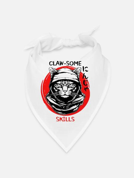 Ninja Cat - Bandana Dreieckstuch - Weiß