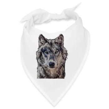 Wolfkopf von vorne - Bandana - Weiß - Vorne