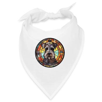 Standard Schnauzer Hunderasse Buntglas Colorfu - Bandana - Weiß - Vorne