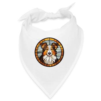 Scotch Collie Hunderasse Buntes Glas Wat - Bandana - Weiß - Vorne