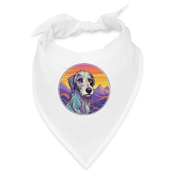 Scottish Deerhound Hunderasse Cartoon Kawaii Waterc - Bandana - Weiß - Vorne