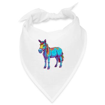 Esel buntes Aquarell Cartoon Kawaii Tier - Bandana - Weiß - Vorne