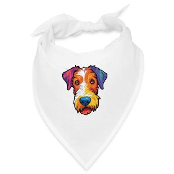 Draht Foxterrier Hunderasse Cartoon Kawaii Illustra - Bandana - Weiß - Vorne