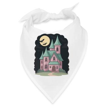 Pastell Spukhaus mit Fledermäusen Halloween - Bandana - Weiß - Vorne