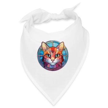 Hantilly Tiffany Katze Bunte Aquarell-Karikatur - Bandana - Weiß - Vorne