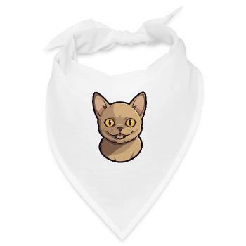 Burmesische Katze Cartoon Aquarell Illustration - Bandana - Weiß - Vorne