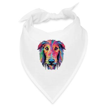 Scottish Deerhound Hunderasse buntes Aquarell - Bandana - Weiß - Vorne