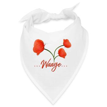 Waage Sternzeichen Waage Libra Mohn Klatschmohn - Bandana - Weiß - Vorne
