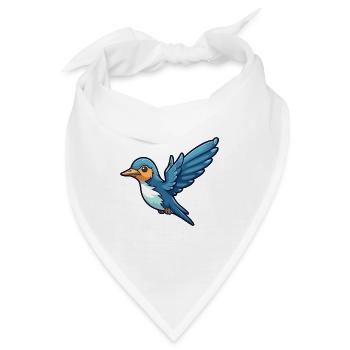 Schwalbe Cartoon Kawaii Aquarell Illustration - Bandana - Weiß - Vorne